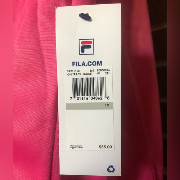NWT FILA Track Jacket Pink w/White Side Arm Stripe Plus Size 1X - Picture 4 of 9